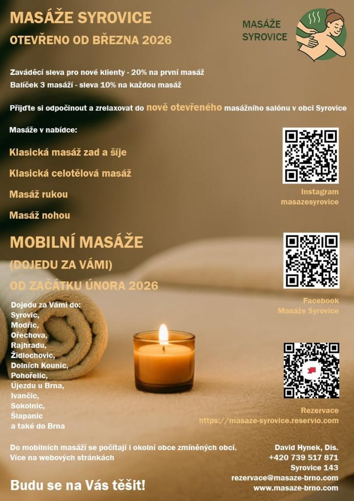 Masáže v&nbsp;Syrovicích