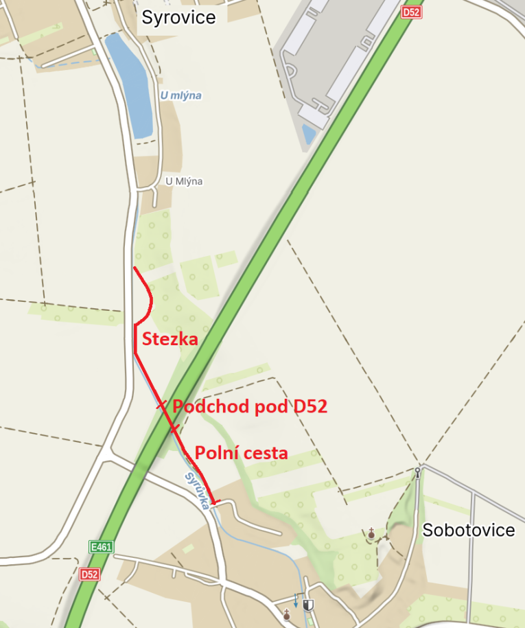 Mapa Stezka Sobotovice  - Syrovice